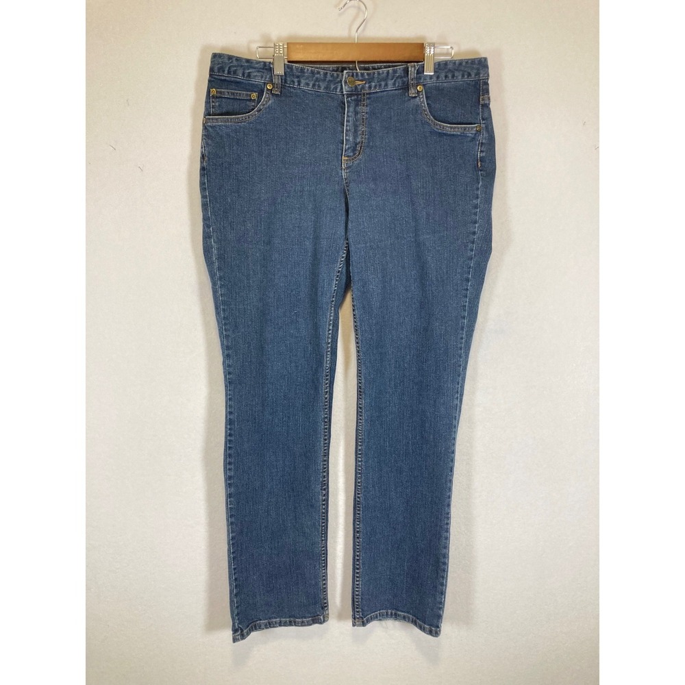 Classic Outdoor Woolrich Womens 14 Blue Straight Leg Mid Rise Denim Jeans